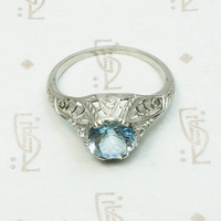 Dreamy Aquamarine Ring in Platinum Filigree