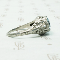 Dreamy Aquamarine Ring in Platinum Filigree
