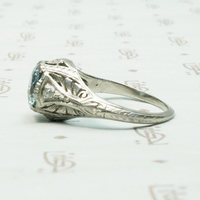 Dreamy Aquamarine Ring in Platinum Filigree