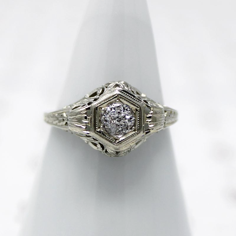 Art Deco Diamond Cluster Engagement Ring