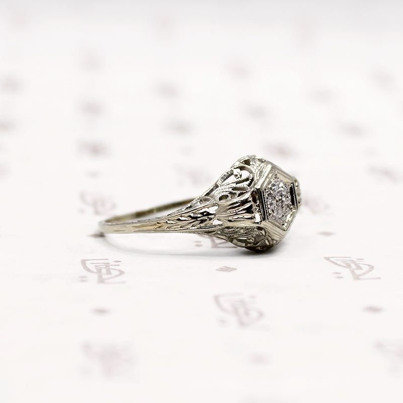 Art Deco Diamond Cluster Engagement Ring