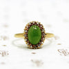 Jade Ring with Rose Cut Diamond Halo