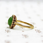Jade Ring with Rose Cut Diamond Halo
