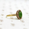 Jade Ring with Rose Cut Diamond Halo