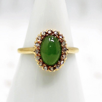 Jade Ring with Rose Cut Diamond Halo