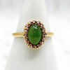 Jade Ring with Rose Cut Diamond Halo