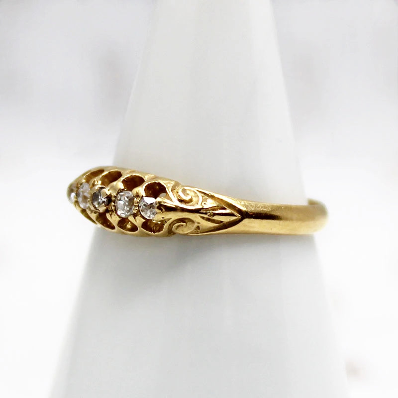 English Diamond Band with Pretty Carving