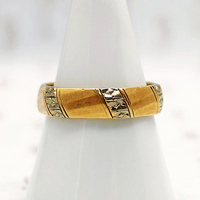 Handsome Gold Band with Forget Me Not Stripes