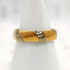Handsome Gold Band with Forget Me Not Stripes