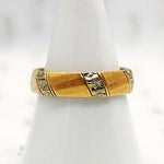 Handsome Gold Band with Forget Me Not Stripes