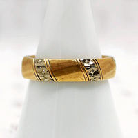 Handsome Gold Band with Forget Me Not Stripes