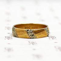 Handsome Gold Band with Forget Me Not Stripes