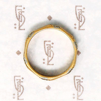 Handsome Gold Band with Forget Me Not Stripes