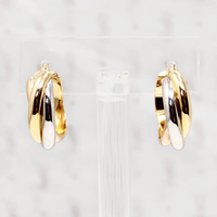 Tri Colored Twisted Tubes Hoop Earrings