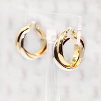 Tri Colored Twisted Tubes Hoop Earrings