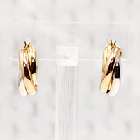 Tri Colored Twisted Tubes Hoop Earrings