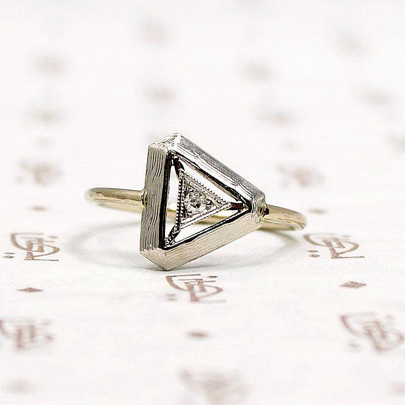Diamond Triangle Art Deco Conversion Ring