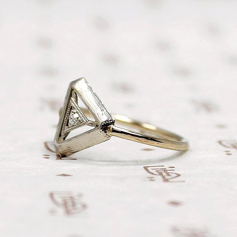 Diamond Triangle Art Deco Conversion Ring