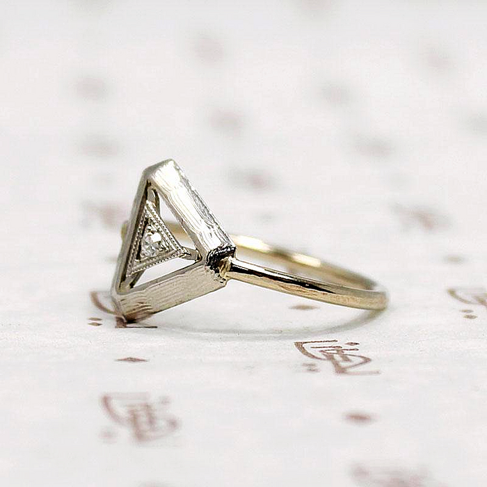 Diamond Triangle Art Deco Conversion Ring