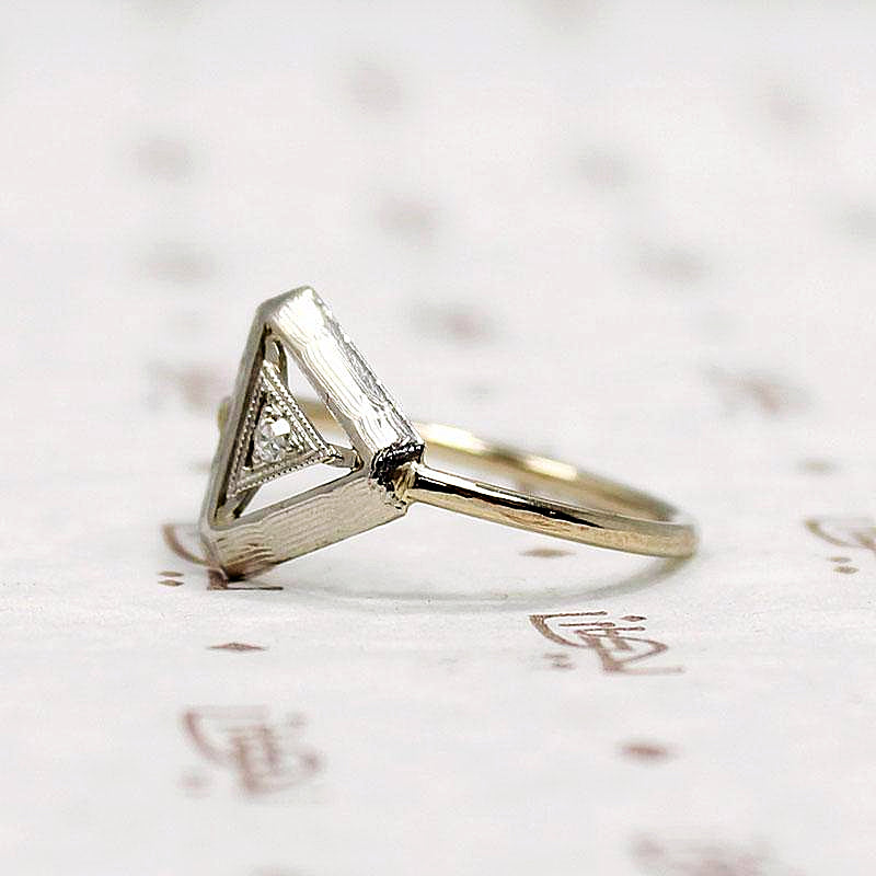 Diamond Triangle Art Deco Conversion Ring