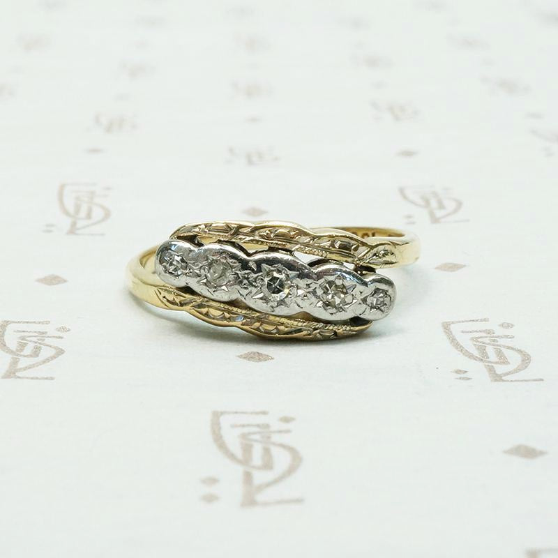 Jaunty Two Tone Band with Star Set Diamonds