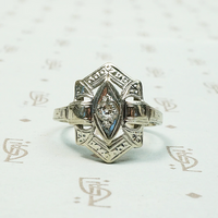 Sweet Art Deco White Gold & Diamond Ring