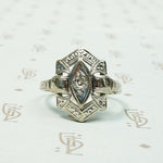 Sweet Art Deco White Gold & Diamond Ring