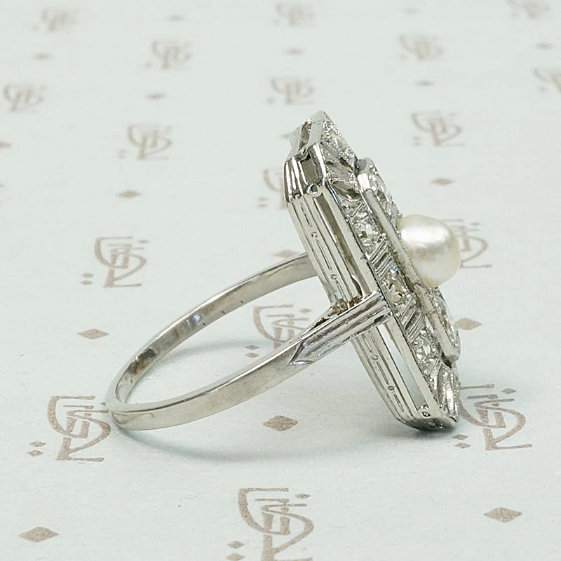 Edwardian Panel Pearl & Diamond Dream Ring