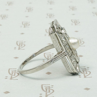 Edwardian Panel Pearl & Diamond Dream Ring