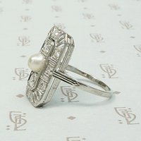 Edwardian Panel Pearl & Diamond Dream Ring