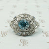 Icy Natural Blue Zircon & Diamond Palladium Ring