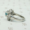 Icy Natural Blue Zircon & Diamond Palladium Ring