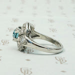 Icy Natural Blue Zircon & Diamond Palladium Ring