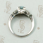 Icy Natural Blue Zircon & Diamond Palladium Ring