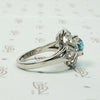 Icy Natural Blue Zircon & Diamond Palladium Ring