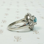 Icy Natural Blue Zircon & Diamond Palladium Ring