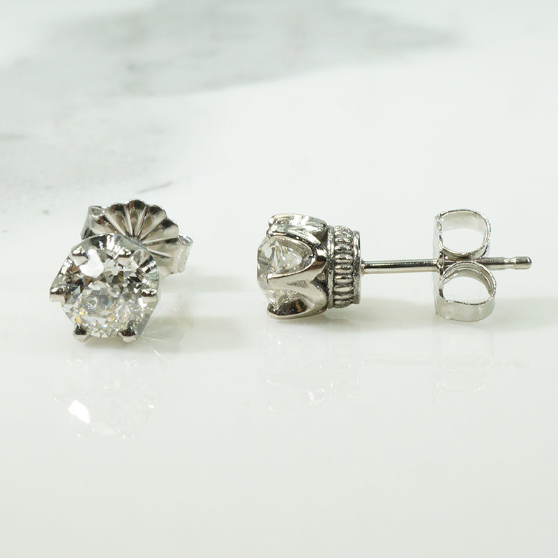 Platinum Old European Cut Diamond Studs