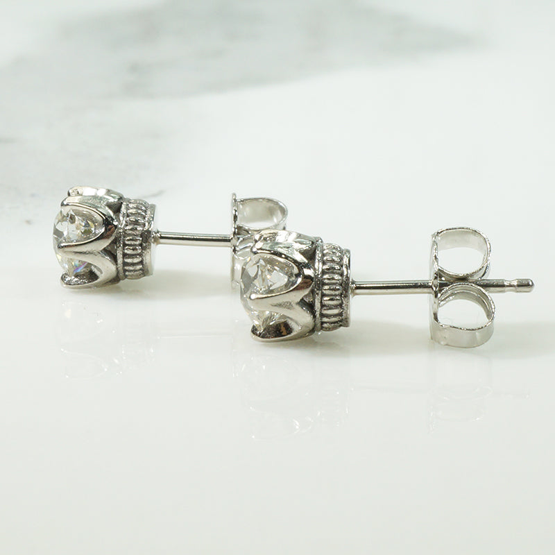 Platinum Old European Cut Diamond Studs