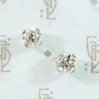 Old Euro Diamond Studs in Platinum