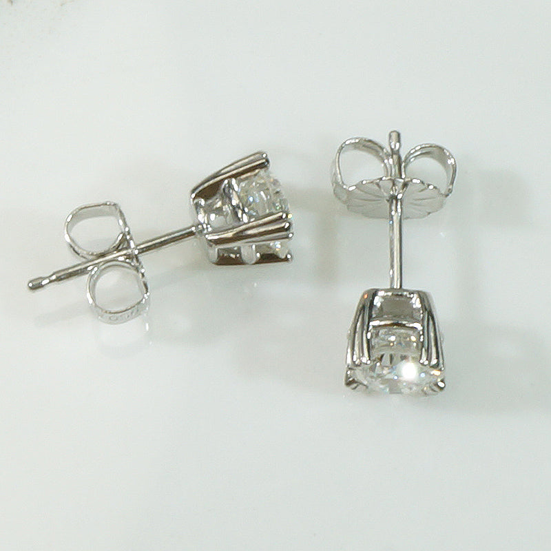 Old Euro Diamond Studs in Platinum