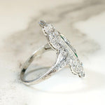 Delicious Edwardian Diamond & Emerald Dinner Ring