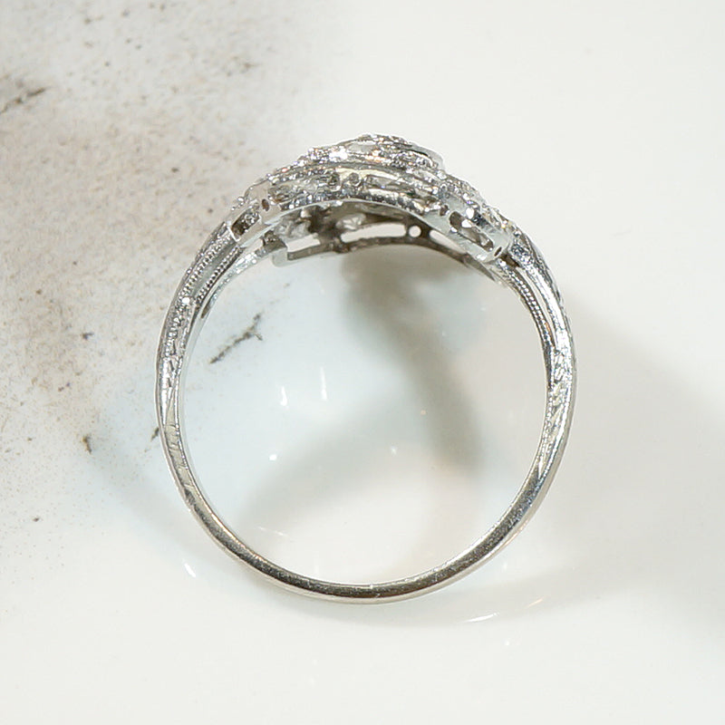 Delicious Edwardian Diamond & Emerald Dinner Ring