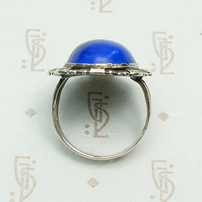 Stunning Blue Lapis and Marcasite Statement Ring