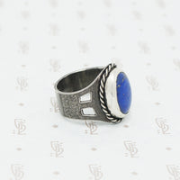 handmade lapis and sterling ring side view