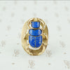 Stunning Vintage Gold Egyptian Lapis Scarab Ring