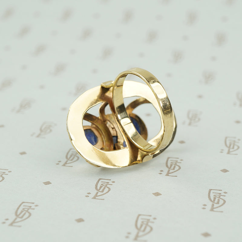 Stunning Vintage Gold Egyptian Lapis Scarab Ring