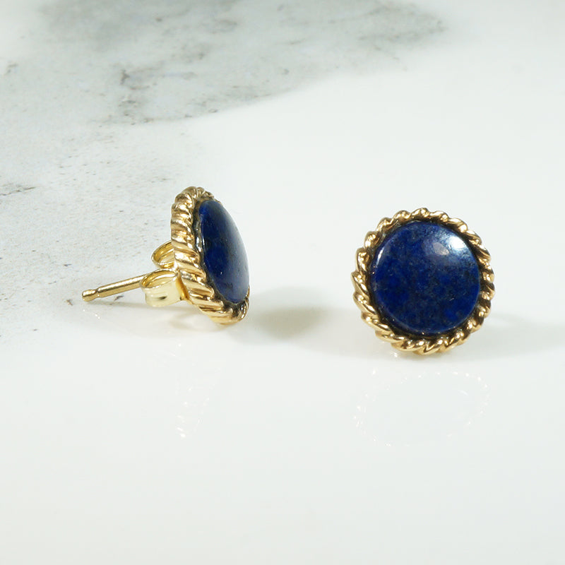 Gold and Lapis Vintage Studs