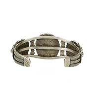 Native American Coin Silver Turquoise Cuff - Gem Set Love