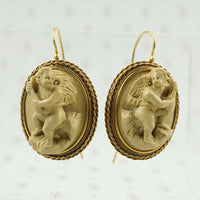 Antique Carved Lava Earrings with Cherubs