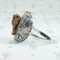 Romantic Lava Cameo in Engraved Silver Ring